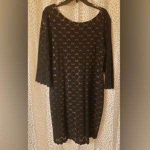 Black lace overlay 3/4 sleeved dress